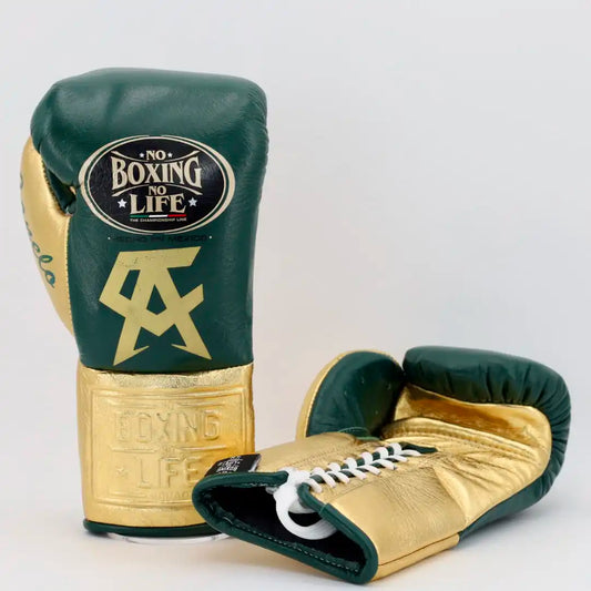 No Boxing No Life Pro Fight Gloves - Hunter Green / Metallic Gold - CA