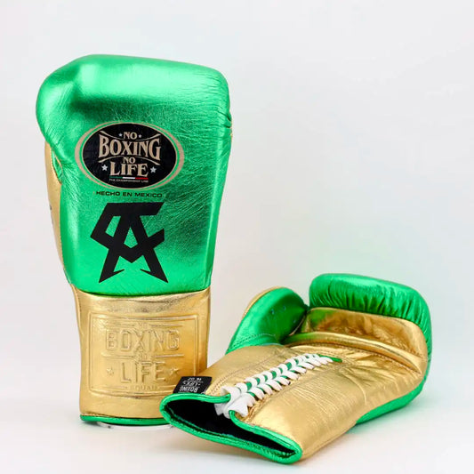 No Boxing No Life CA Special Edition Training Gloves - Metallic Green / Metallic Gold