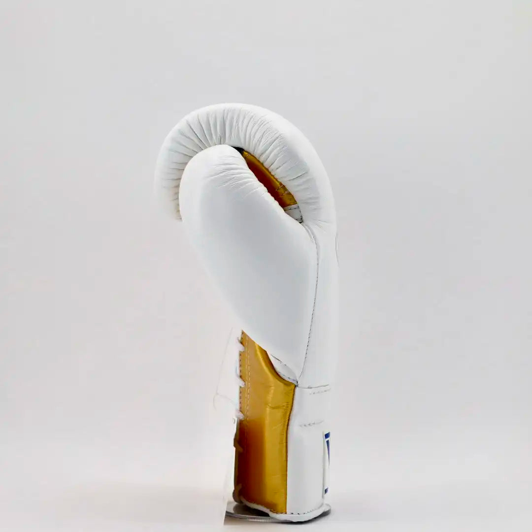 Winning Lace-Up Boxing Gloves – White/Golden