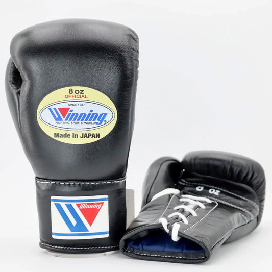 Winning Lace-Up Boxing Gloves – Black