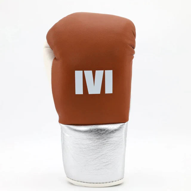 1v1 Peacemaker Lace Up Training Gloves - Tobacco / Metallic Silver / White