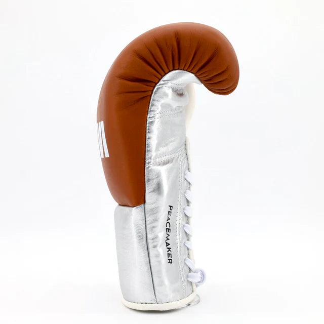 1v1 Peacemaker Lace Up Training Gloves - Tobacco / Metallic Silver / White