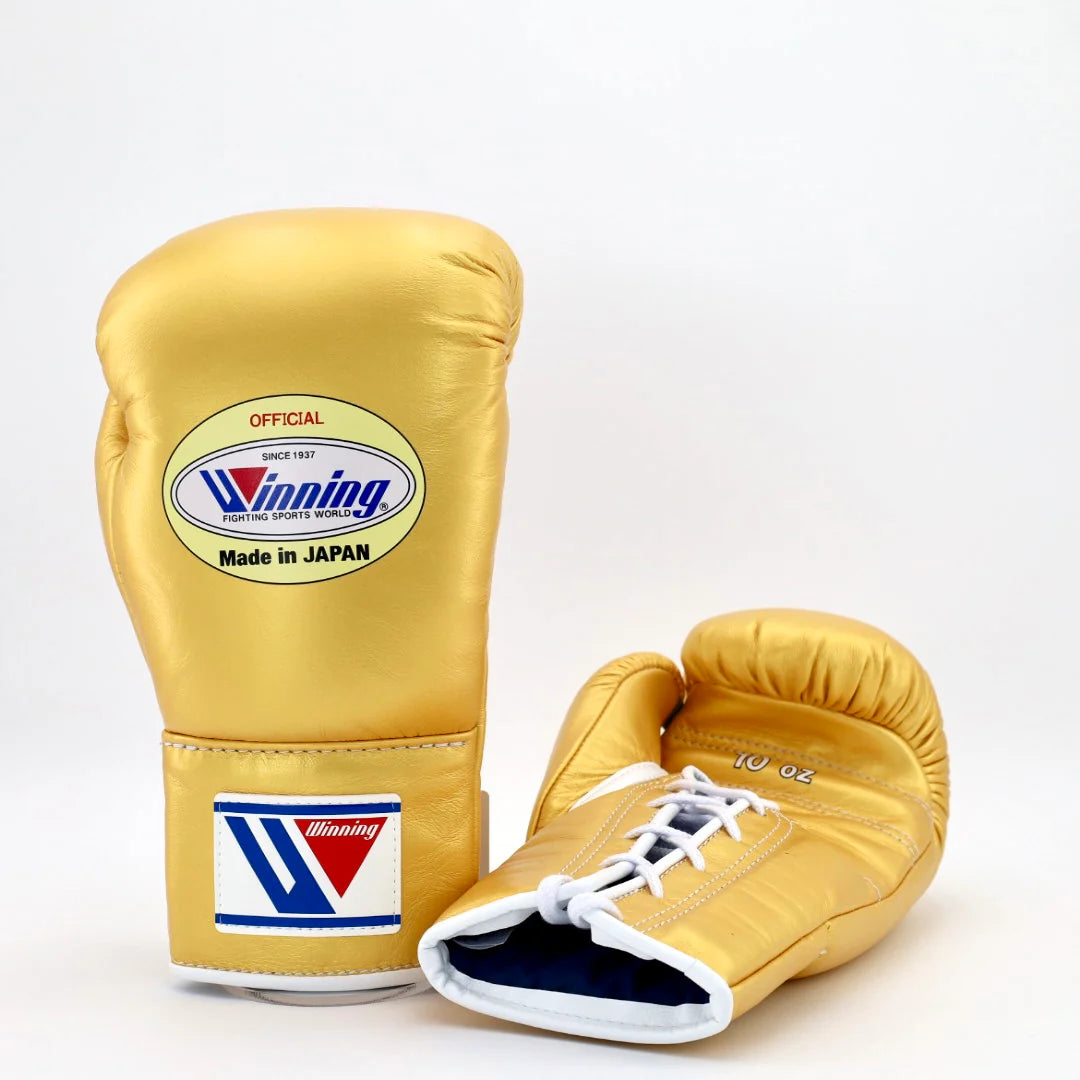 Winning Lace-Up Boxing Gloves – Golden