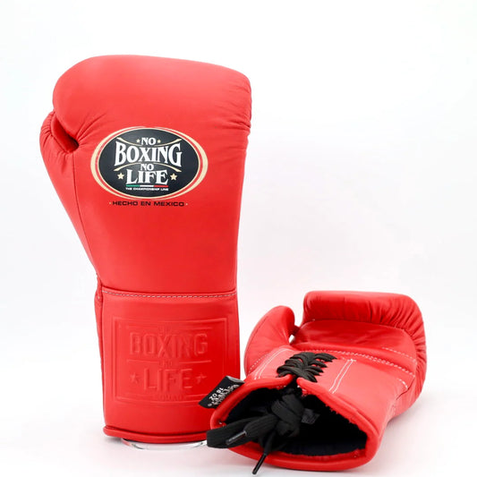 No Boxing No Life lace up Training Gloves - red