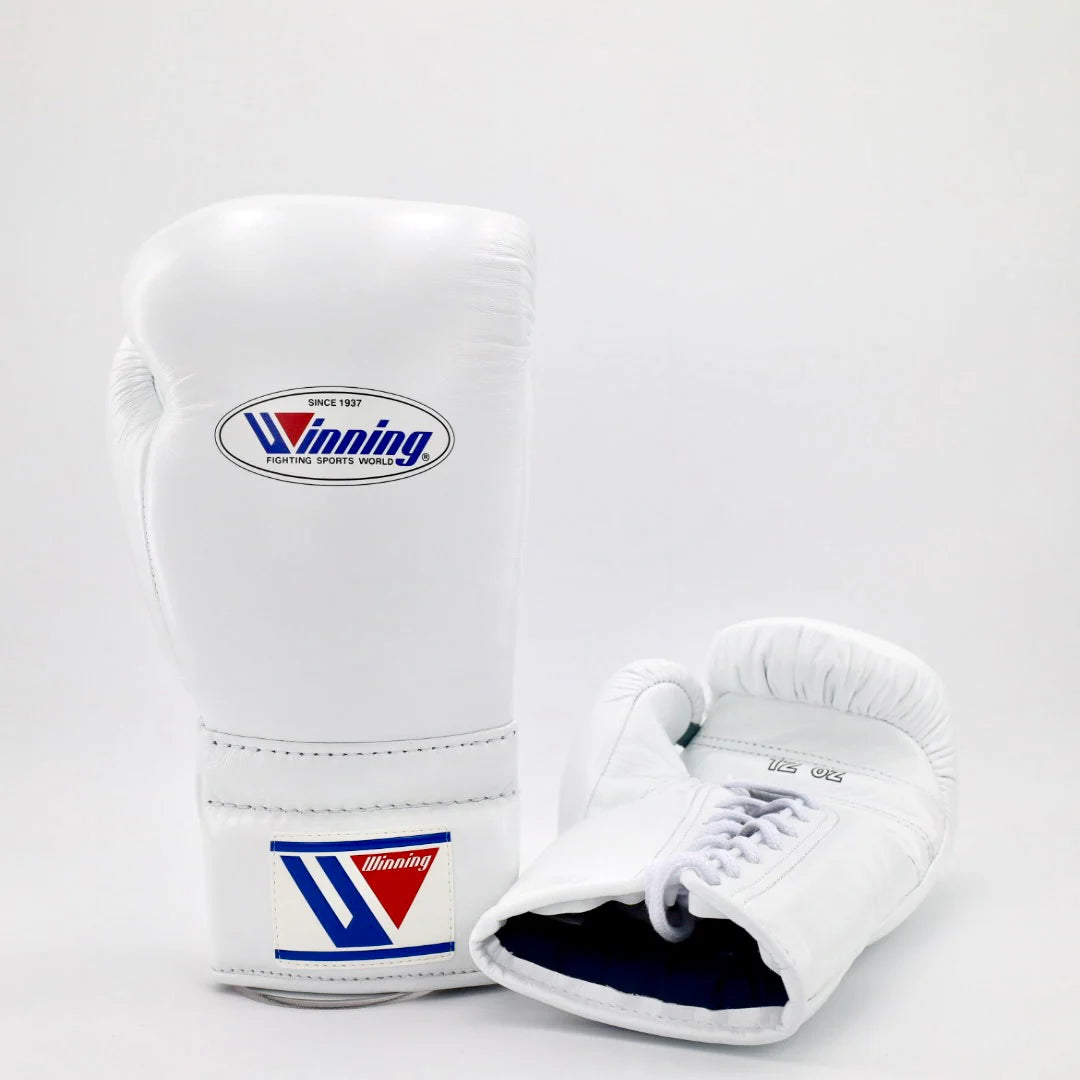 Winning Lace-Up Boxing Gloves – White