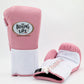 No Boxing No Life lace up Training Gloves - pink / white