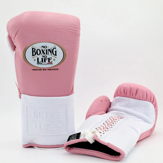 No Boxing No Life lace up Training Gloves - pink / white
