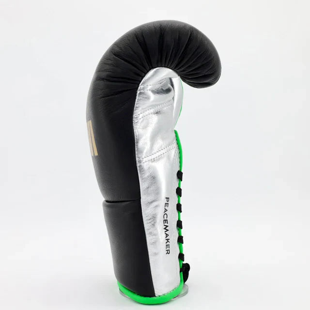 1v1 Peacemaker Lace Up Training Gloves - Black / neon Green / Metallic