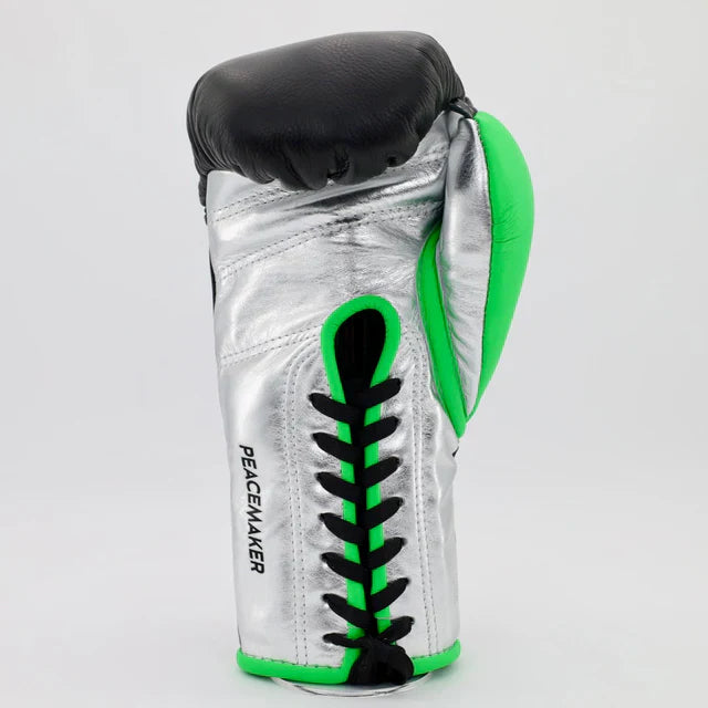 1v1 Peacemaker Lace Up Training Gloves - Black / neon Green / Metallic
