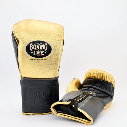 No Boxing No Life lace up Training Gloves - metallic gold / black