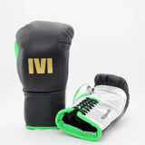 1v1 Peacemaker Lace Up Training Gloves - Black / neon Green / Metallic