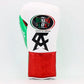 No Boxing No Life Pro Fight Gloves - White / Metallic Red / Metallic Green - CA