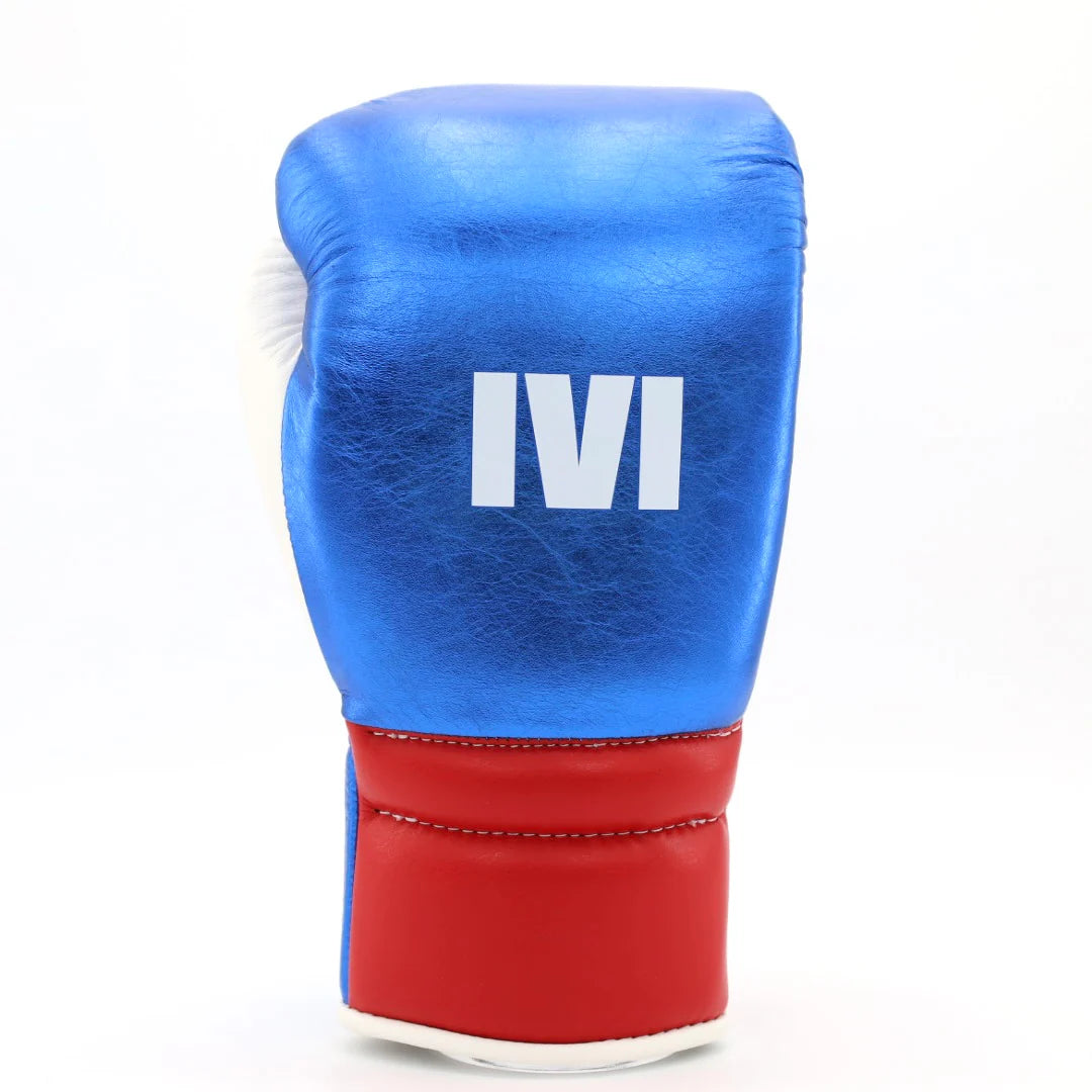 1v1 PTE Lace Up Training Gloves - Metallic Blue / Red / White