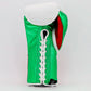 No Boxing No Life Pro Fight Gloves - White / Metallic Red / Metallic Green - CA