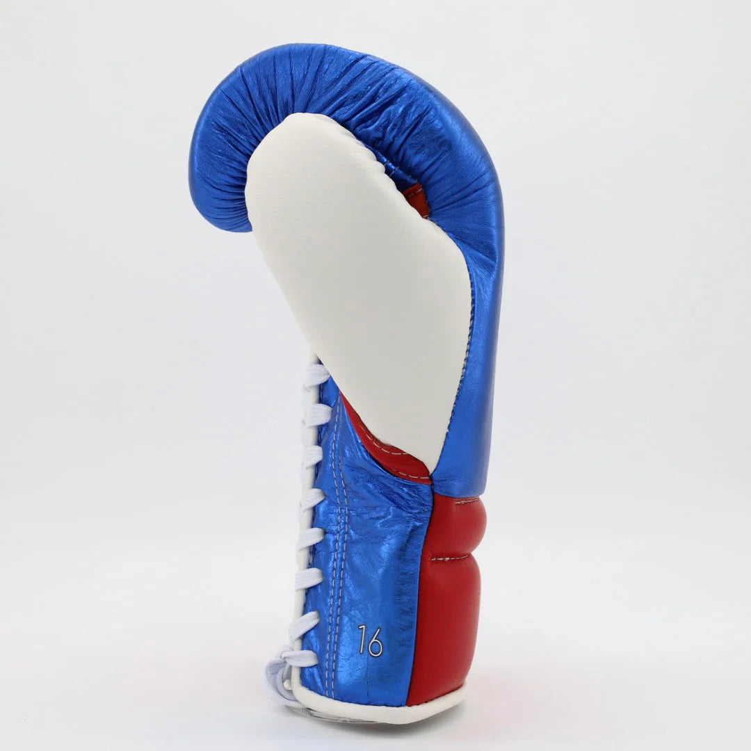 1v1 PTE Lace Up Training Gloves - Metallic Blue / Red / White