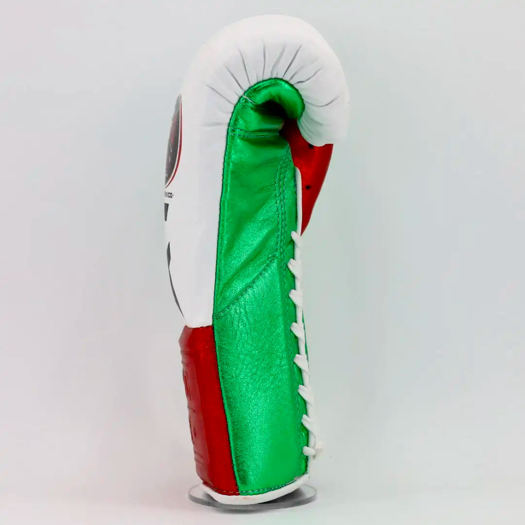 No Boxing No Life Pro Fight Gloves - White / Metallic Red / Metallic Green - CA