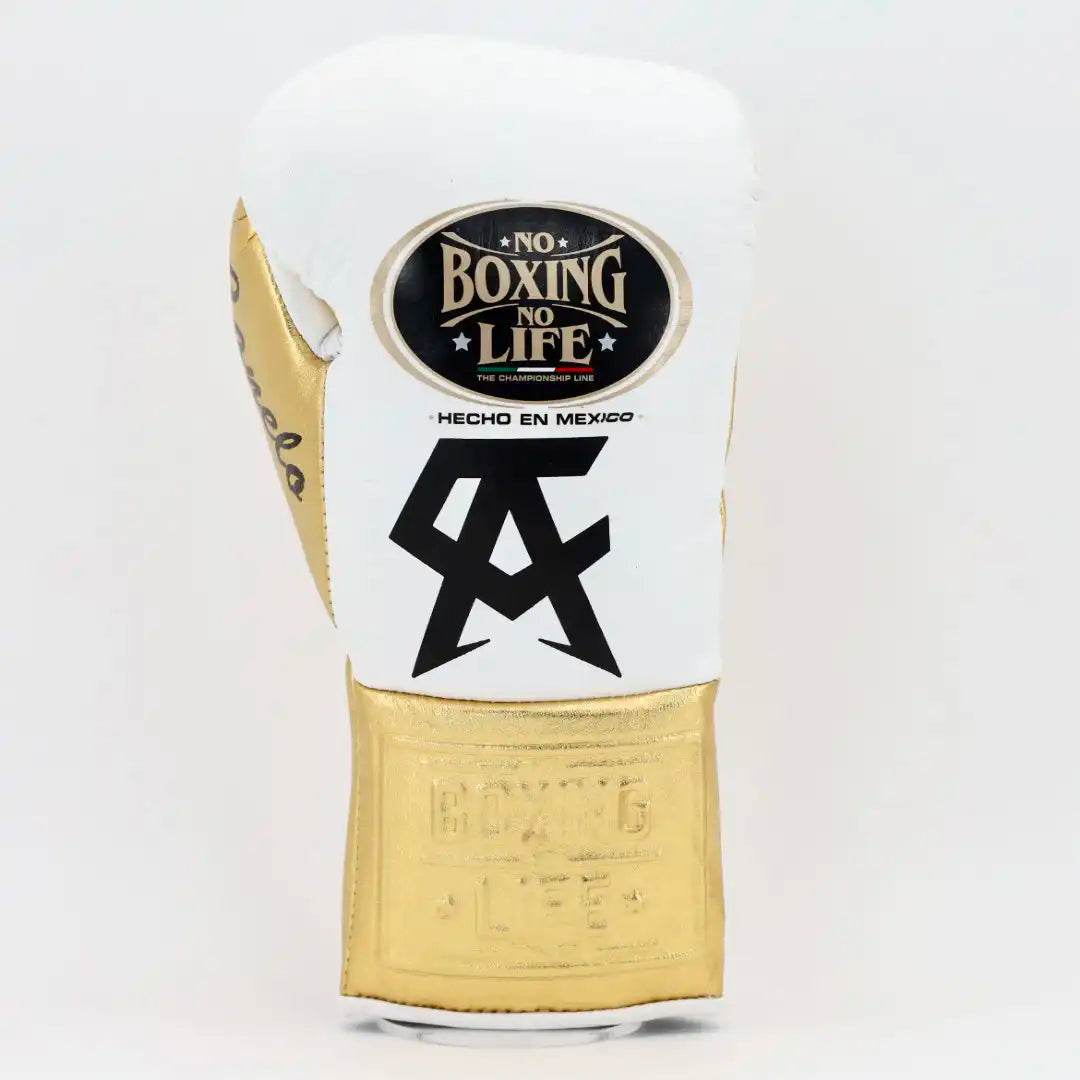 No Boxing No Life Pro Fight Gloves - White / Metallic Gold - CA