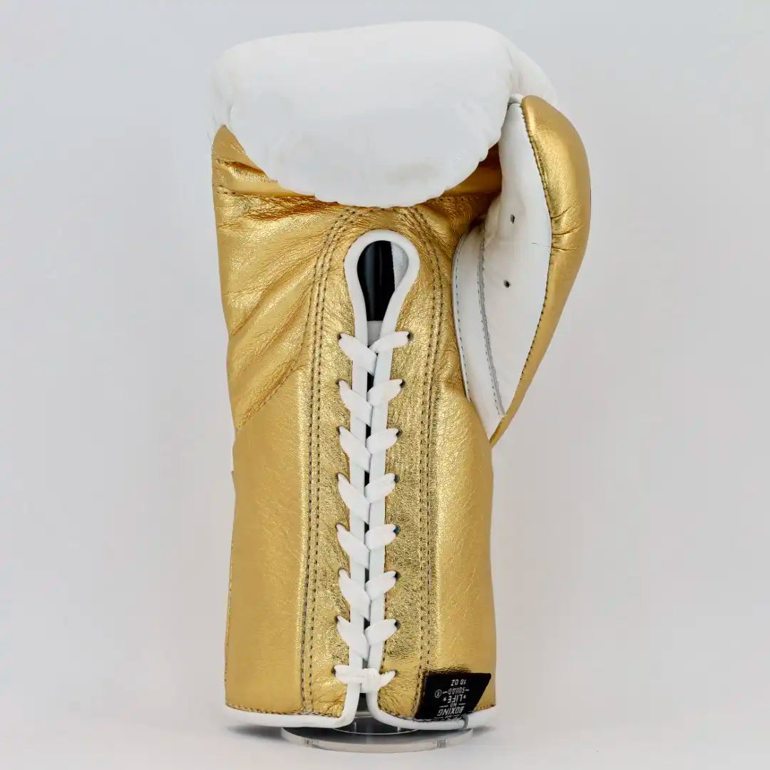 No Boxing No Life Pro Fight Gloves - White / Metallic Gold - CA