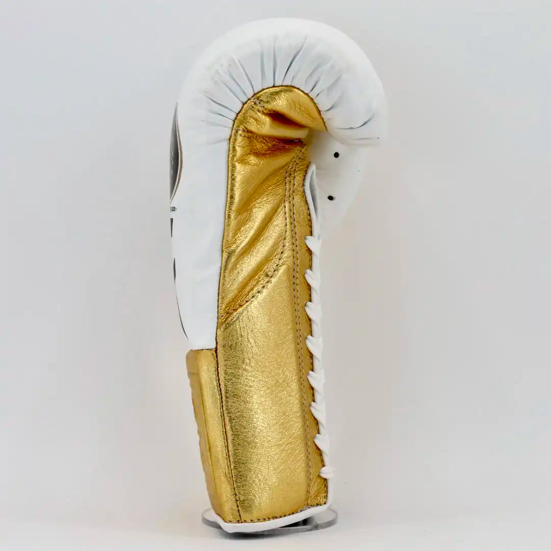 No Boxing No Life Pro Fight Gloves - White / Metallic Gold - CA