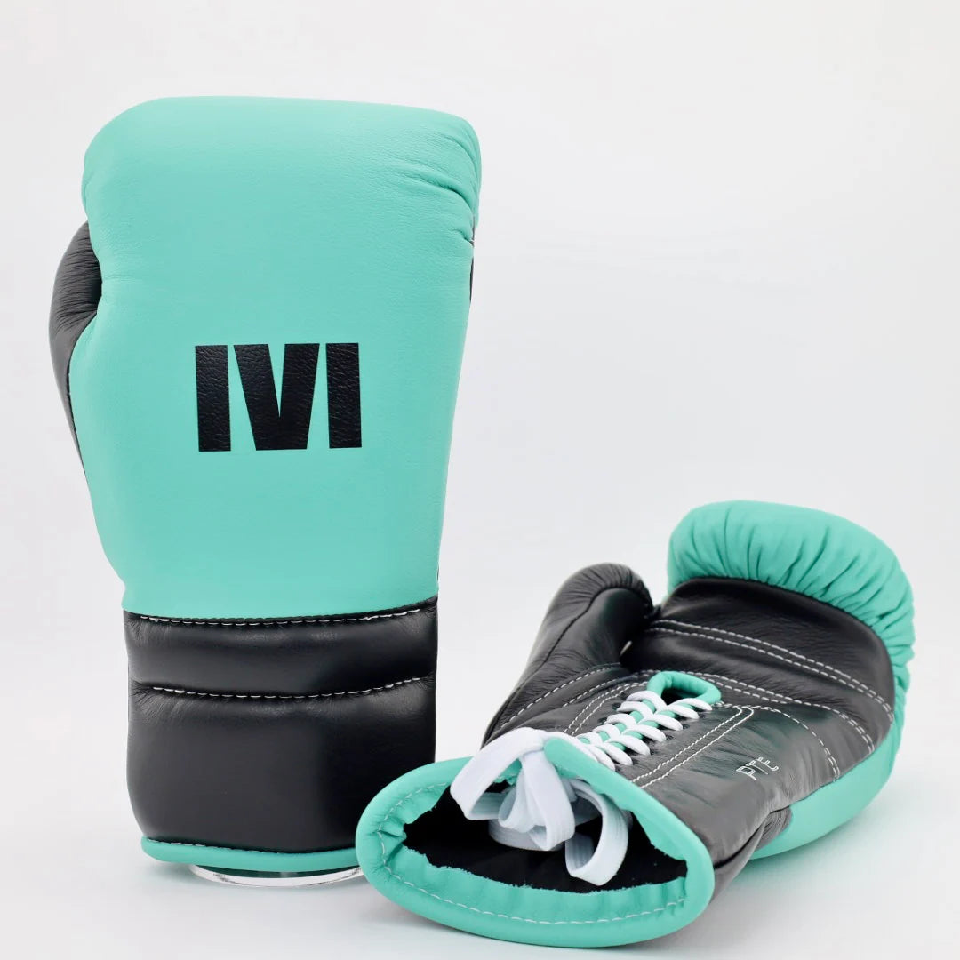 1v1 PTE Lace Up Training Gloves - Tiffany Green / Black