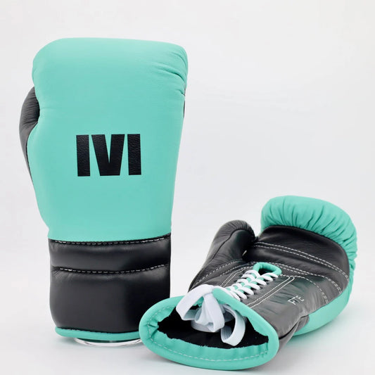 1v1 PTE Lace Up Training Gloves - Tiffany Green / Black