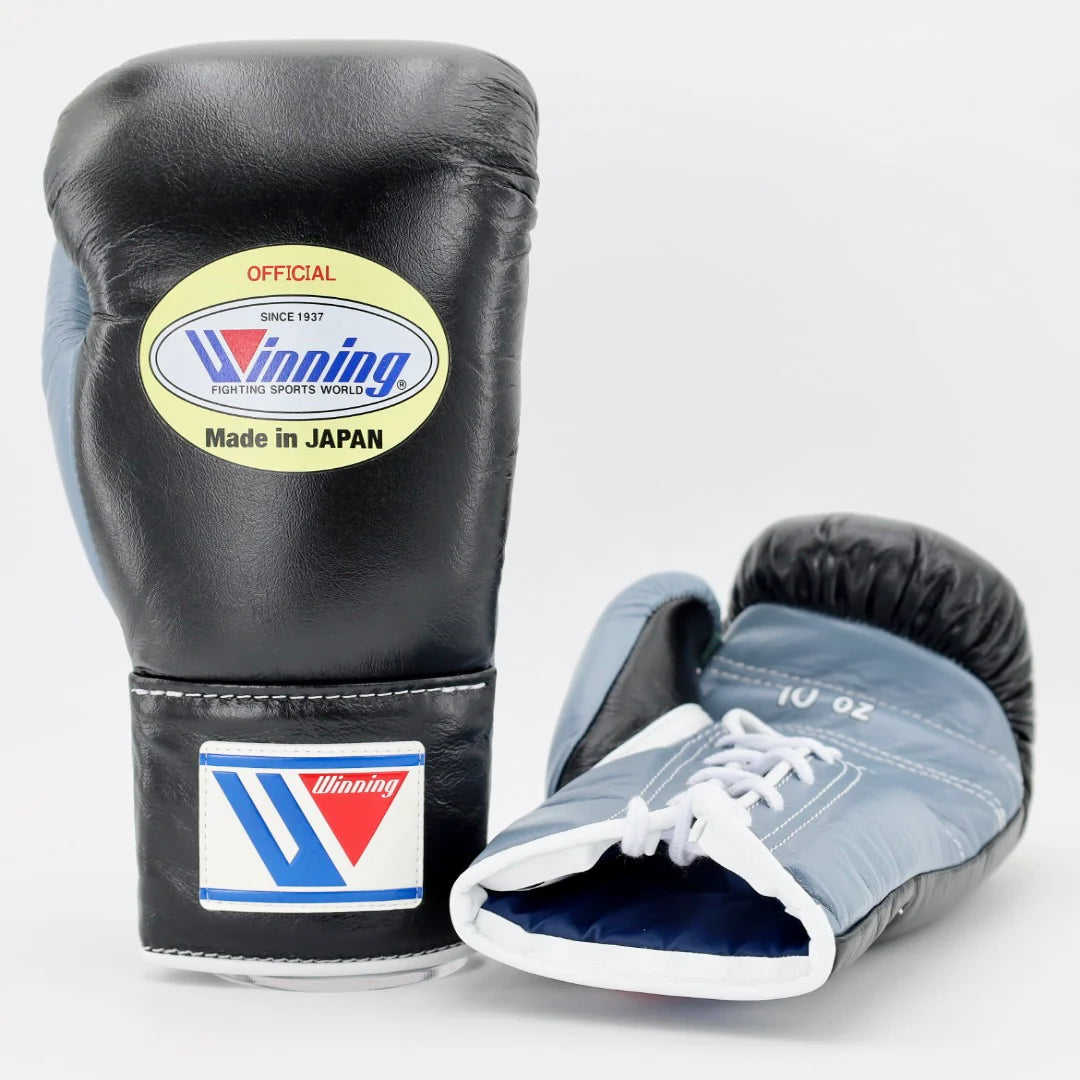 Winning Lace-Up Boxing Gloves – Black/Grey