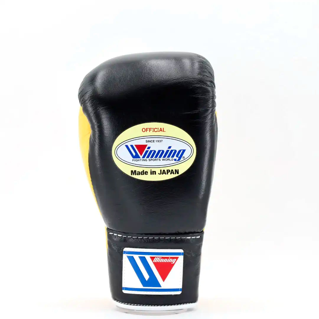 Winning Lace-Up Boxing Gloves – Black/Yellow